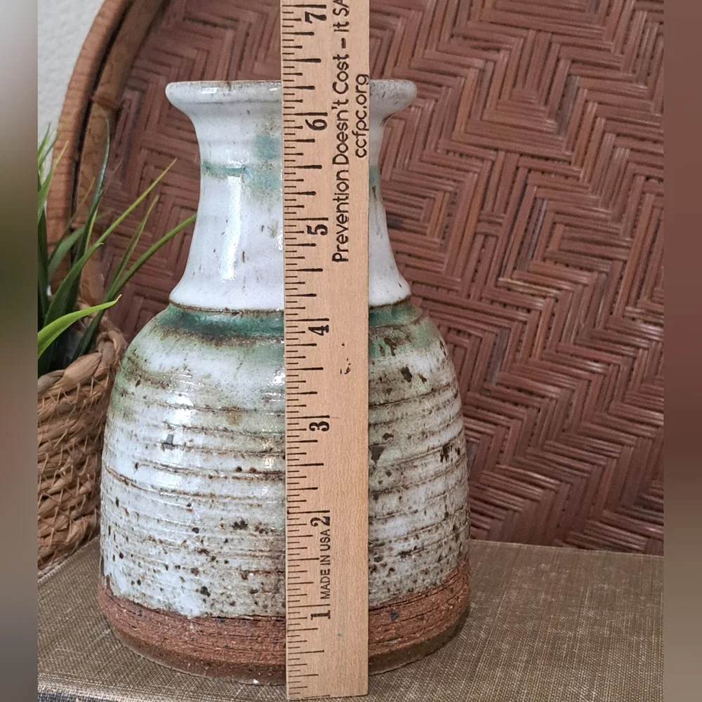 Studio Art Pottery Textured Vase Heavy 6.5